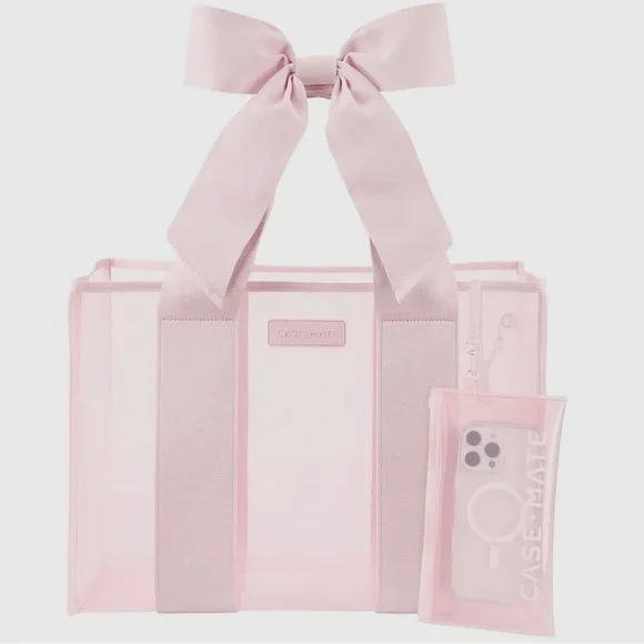 🏆 CASE•MATE 🎀 BOW Tote with Phone Pouch PINK - Picture 1 of 9